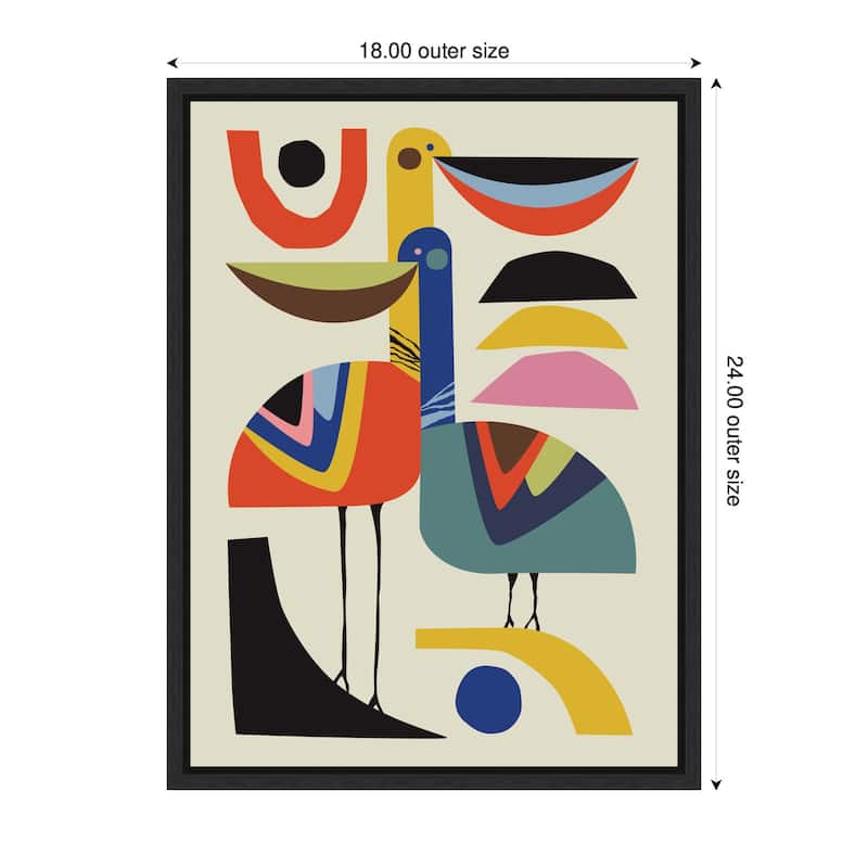 Kate and Laurel Sylvie Pelican Love Framed Canvas by Rachel Lee