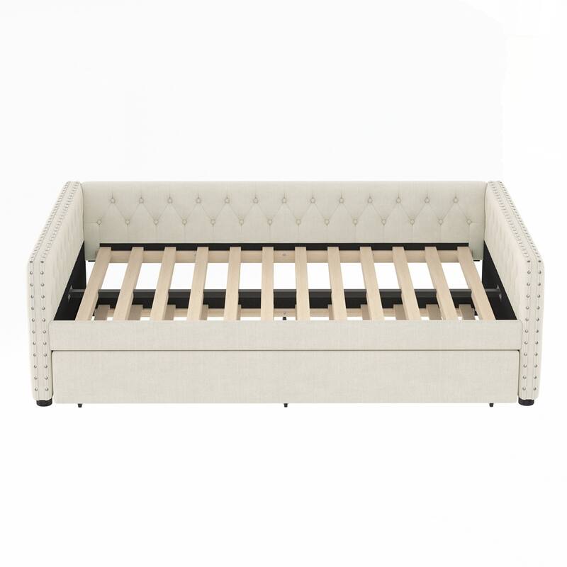 Upholstered Tufted Sofa Bed with Trundle