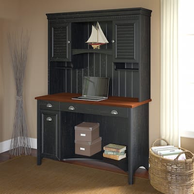 Computer Desk with Hutch in Antique Black