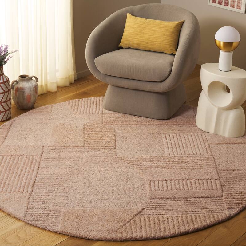 SAFAVIEH Handmade Harvest Valbona Modern Contemporary Wool Rug - 6' Round - Brown