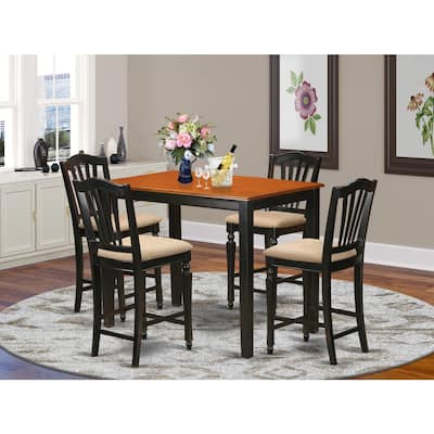 HomeStock 5-Pc Black Finish Solid Wood Top - Dining Room Set - Seats 4