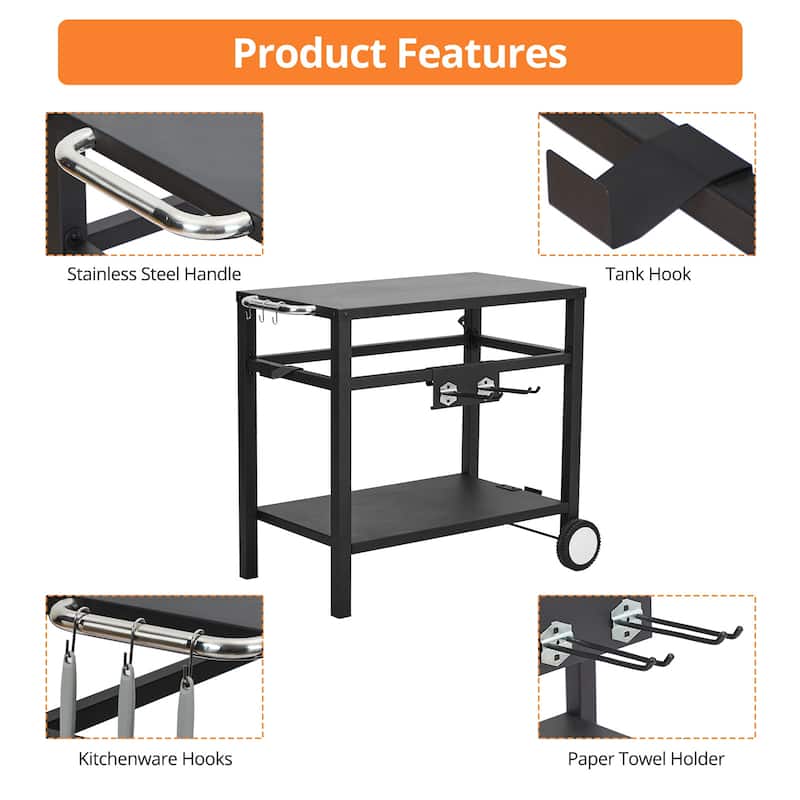 Movable Outdoor Dining Cart Table with DoubleShelf Bed Bath & Beyond