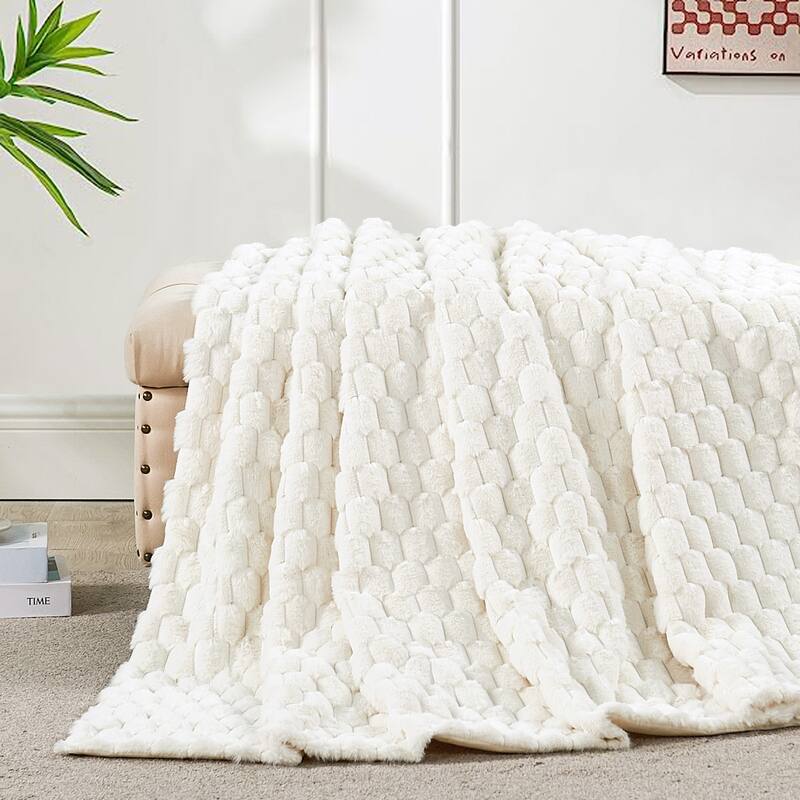 Home Soft Things Cozy Soft Plush Textured FauxFur Throw Blanket