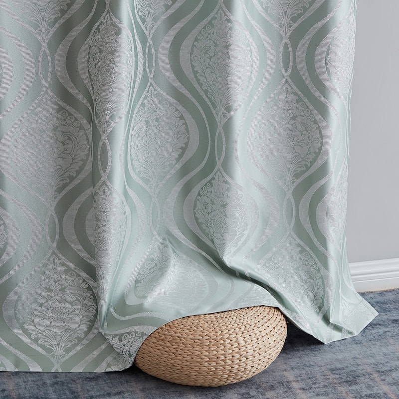 HLC.me Montero Damask 100% Full Complete Blackout Heavy Insulated Energy Savings Grommet Curtain Panels, 2 Panels