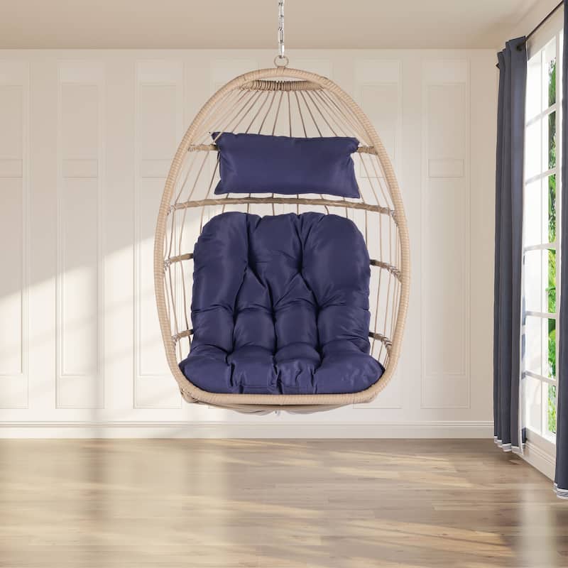 Outdoor Garden Rattan Swing Hanging Chair - Natural
