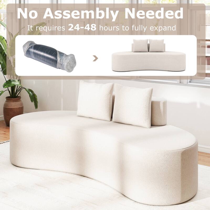 Costway 78.5" Sofa Couch Upholstered Curved Sofa with 2 Cozy Pillows - See Details