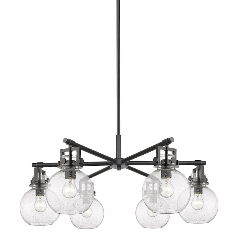 Innovations Lighting 411-6CR-16-26 Newton Sphere Chandelier Newton - Matte Black / Seedy