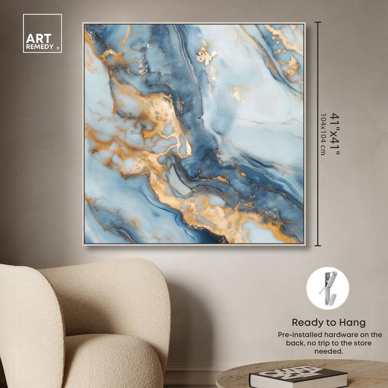 Golden Cloud Marble Canvas by Art Remedy