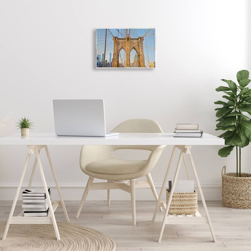 Stupell Industrial Bridge with American Flag Wall Plaque Art Design By Seven Trees Design