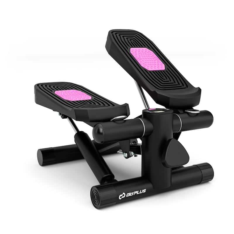Portable Cardio Stepper with Bands Home Workout Machine with Adjustable Stride and LCD Display - 16" x 12" x 8.5" - Black