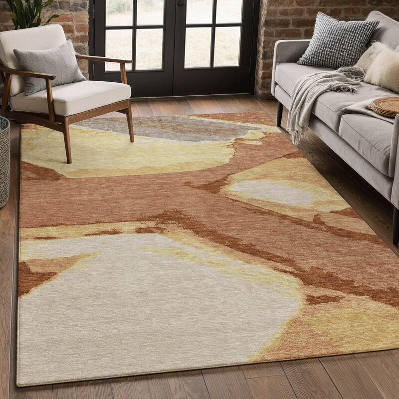 Machine Washable Indoor/ Outdoor Modern Cheney Chantille Rug