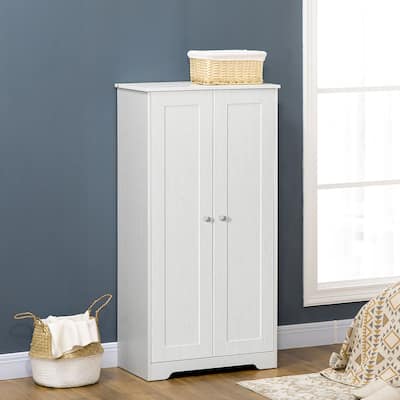 HOMCOM Kitchen Pantry, Freestanding Cupboard with 2 Doors, Adjustable Shelves for Living Room, Dining Room and Bedroom