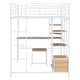 preview thumbnail 36 of 38, Full Size Metal Loft Bed with Bulit-in Desk and Stool, Heavy Duty Loft Bedframe with Cabinet and Open Storage Shelves for Kids