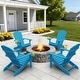 preview thumbnail 11 of 22, WINSOON All Weather HIPS Outdoor Plastic Adirondack Chairs with Cup Holder Set of 4 Bright Blue