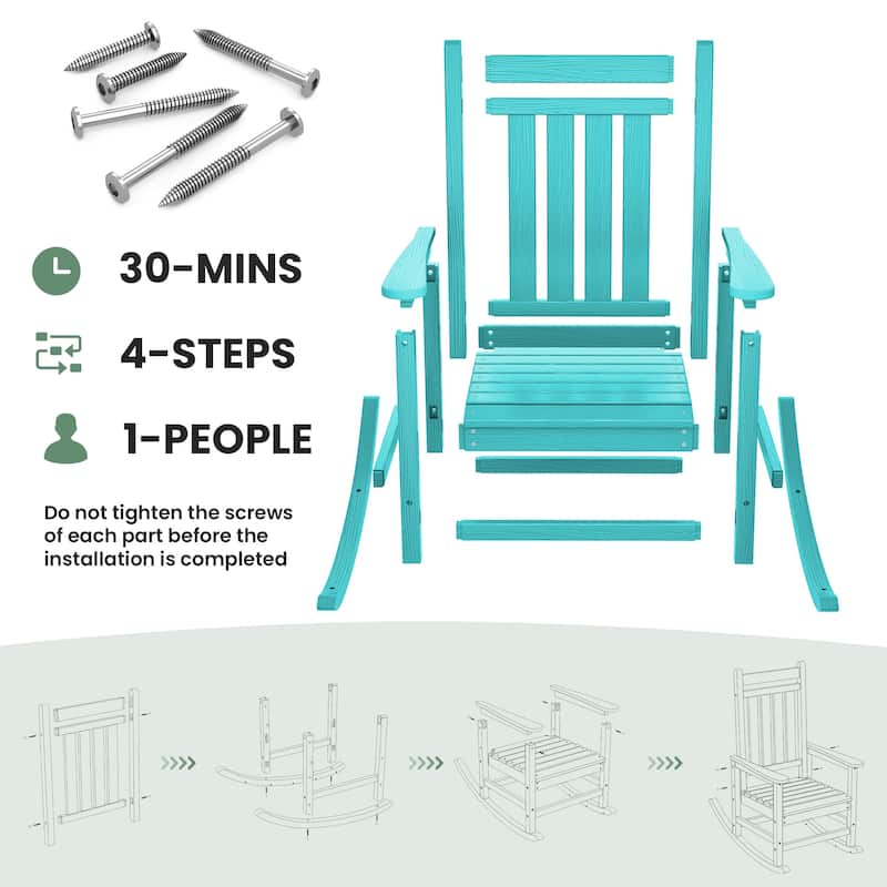 HDPE Outdoor Patio Rocking Plastic Adirondack Chair
