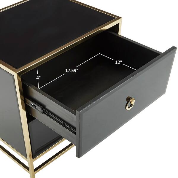 Shop Kinmore Gold Finish 2 Drawer Black Glass Side Table By