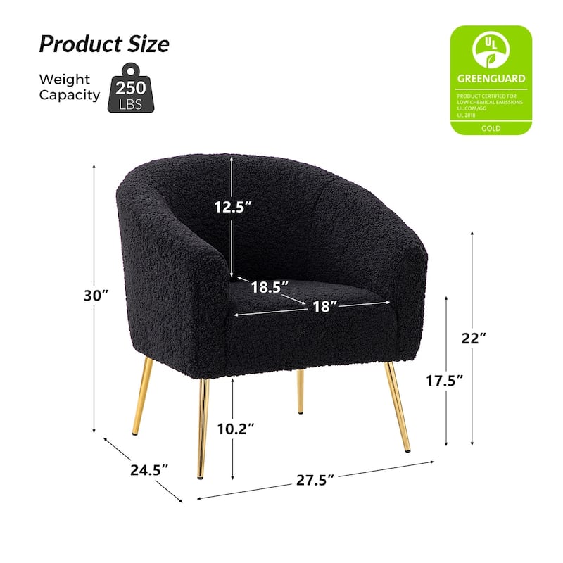 Rovigo Modern Upholstered Living Room Chair Barrel Chair with Metal Legs Set of 2 by HULALA HOME