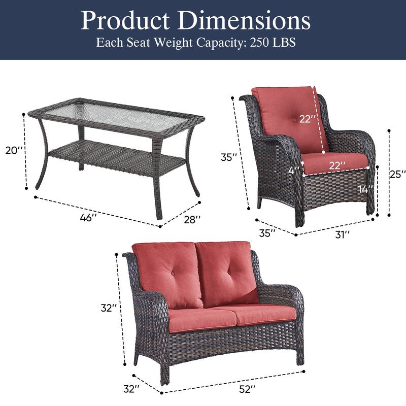 Outdoor Patio Chairs with Loveseat Coffee Table