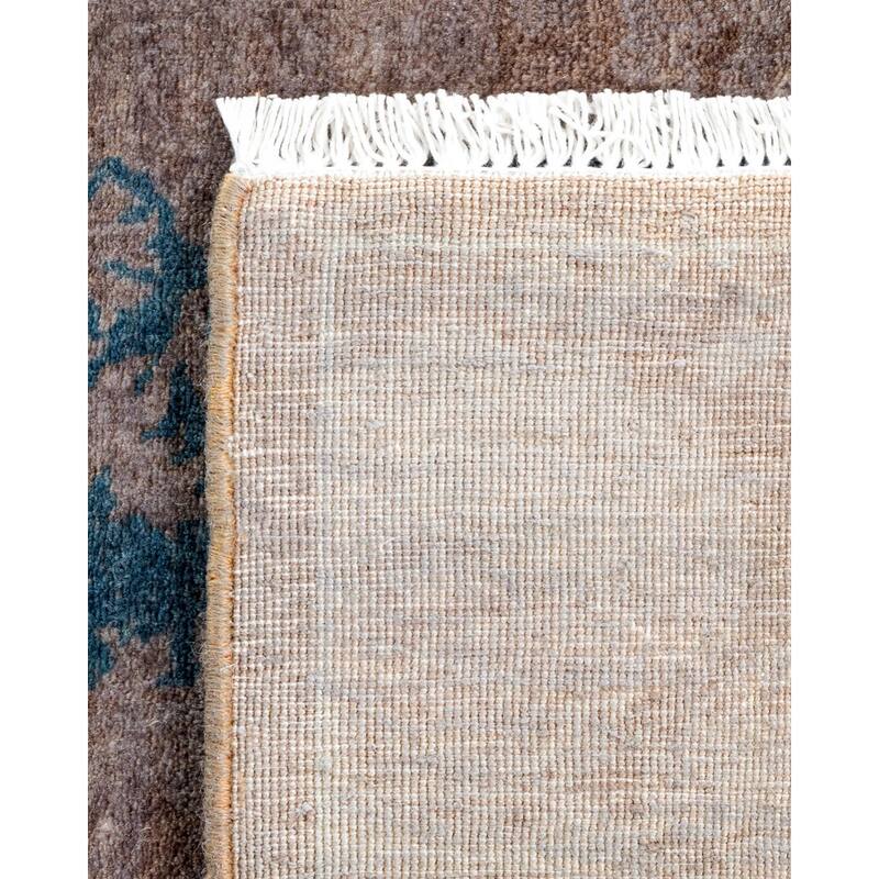 Overton Hand Knotted Wool Vintage Inspired Modern Contemporary Overdyed Brown Runner Rug - 2' 8" x 7' 10"