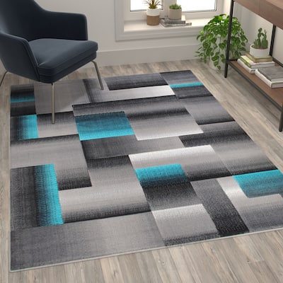 Modern Geometric Style Color Blocked Indoor Area Rug