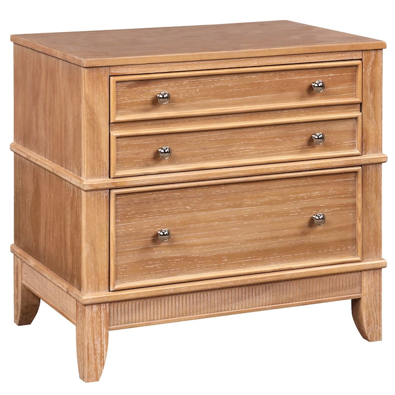 Wood Nightstand, Side Table, Wood Bedside Table with Drawers, End Table with Metal Handle for Bedroom, Living Room