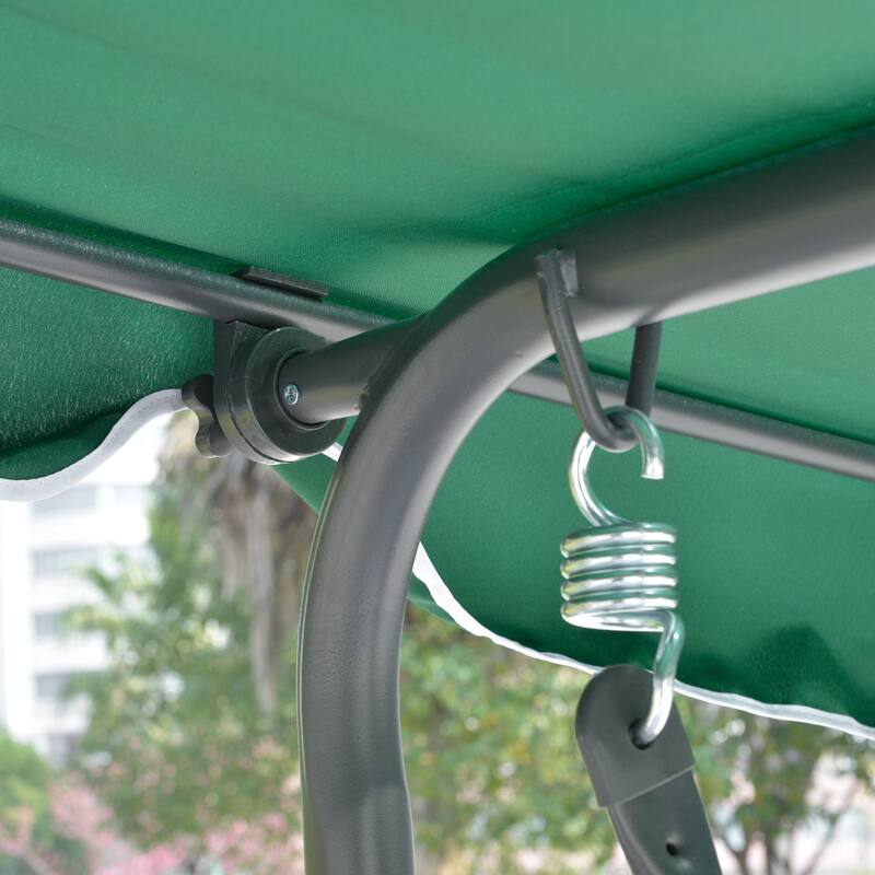 Outsunny 3-Person Porch Swing with Canopy, Patio Swing Chair, Outdoor Canopy Swing Bench with Adjustable Shade, Cushion