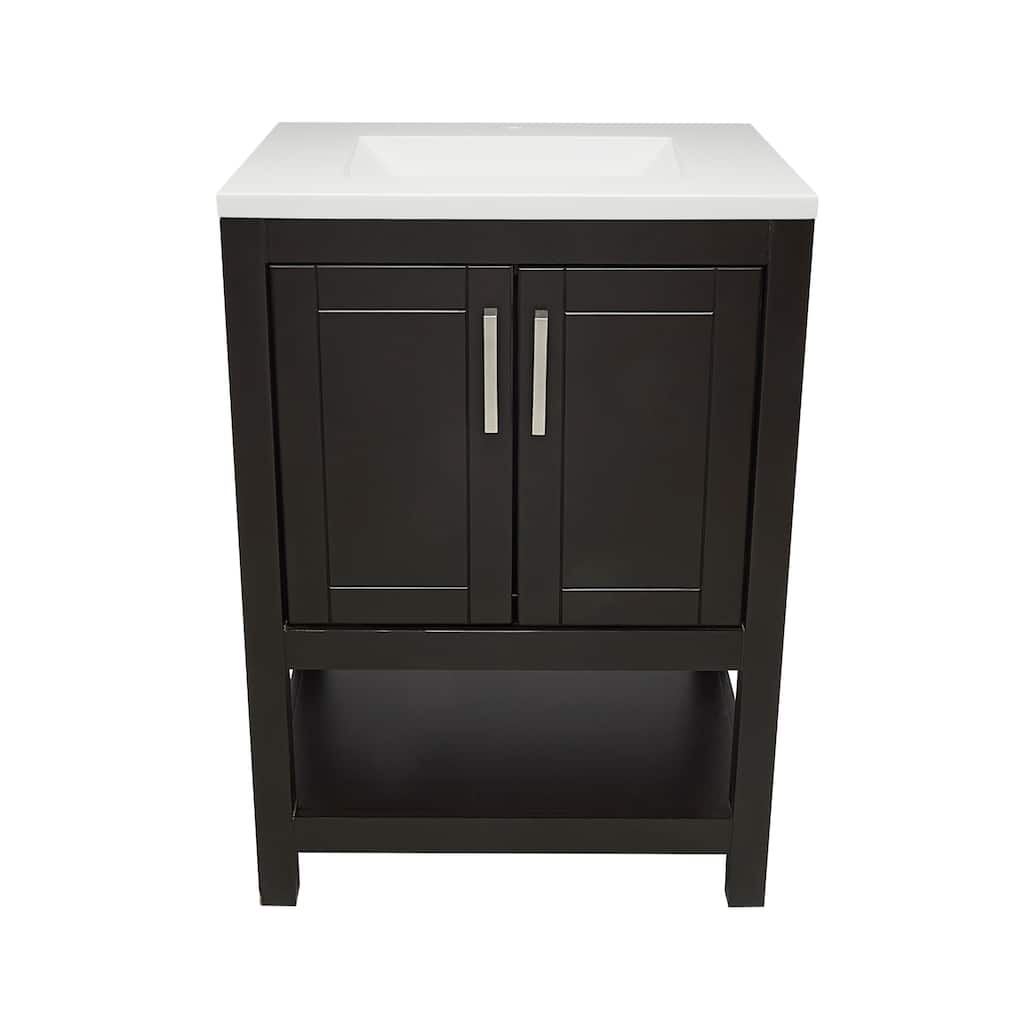 Taos 25 in. W x 19 in. D x 36 in. H Bath Vanity in with White Cultured Marble Top Single Hole