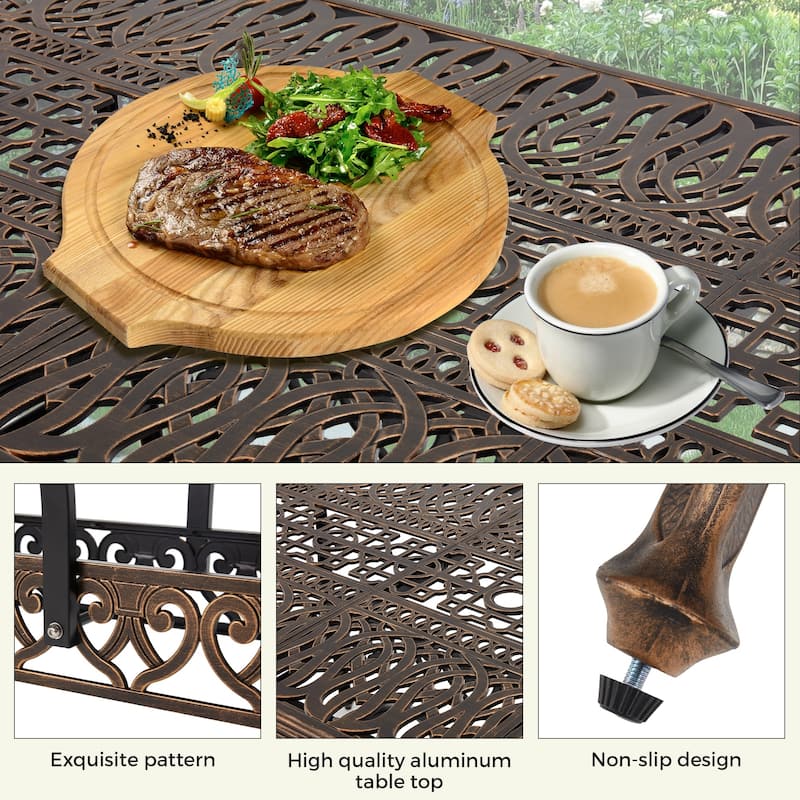 9-Piece Outdoor Dining Set with 1 Table + 8 Chairs, All-Weather Aluminum Outdoor Patio Sets for Patio, Backyard, Garden