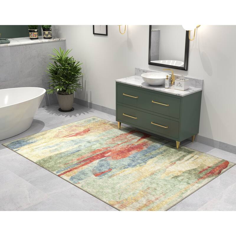 Domani Grove Machine Washable Mid-Century Abstract Area Rug