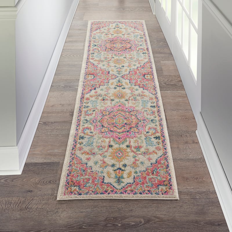 Nourison Cayuga Abstract Medallion Area Rug - 1' 10" x 6' - Ivory/Pink