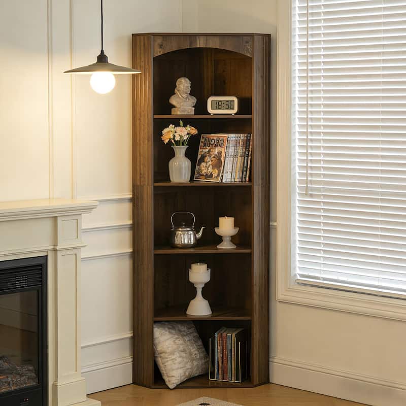 70.9" Corner Storage Cabinet, Corner Shelf Bookshelf Bookcase, Living Room Bedroom Kitchen Home Office Accent Cabinet