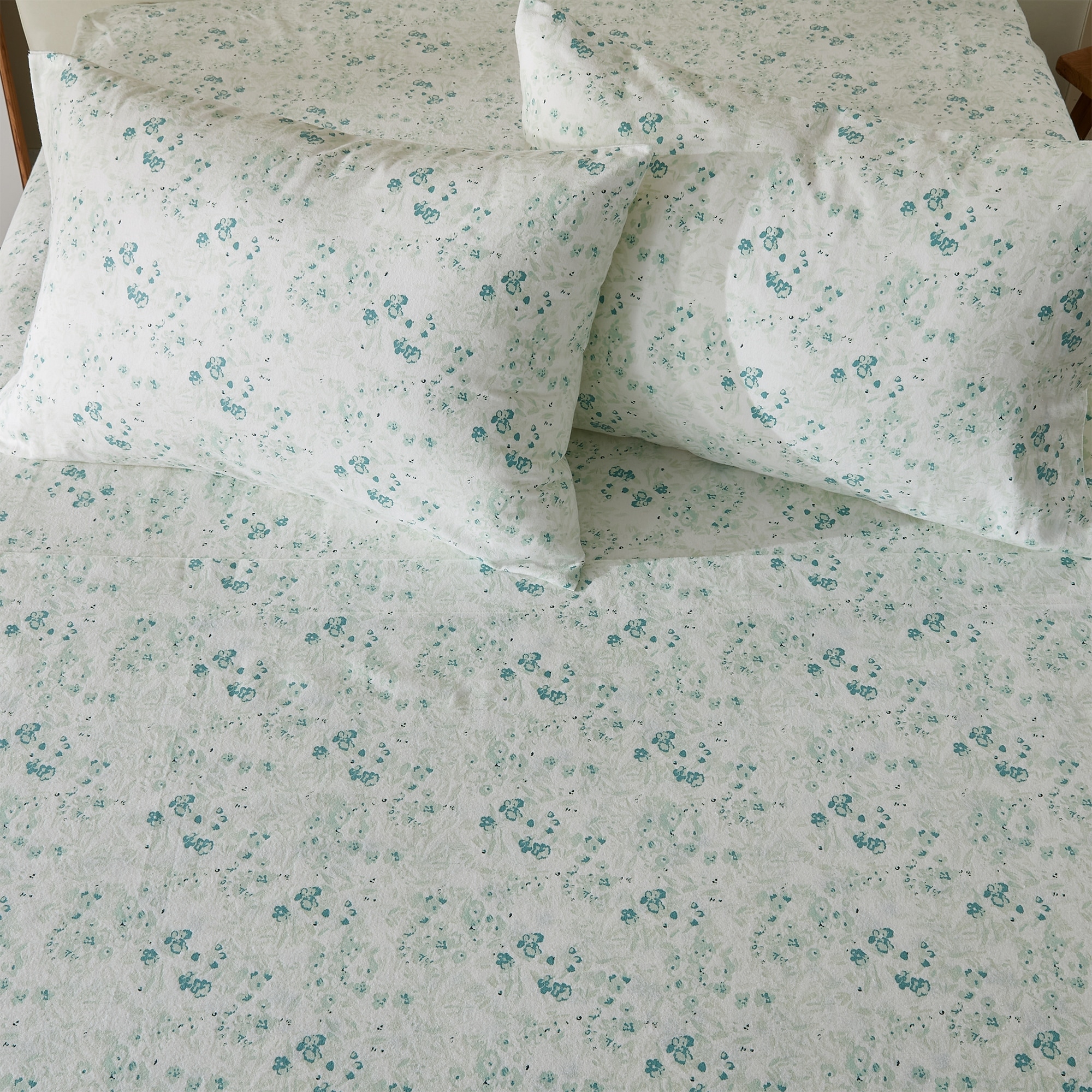 Patina Vie Maison 100% Turkish Cotton Flannel Vintage-Inspired Floral Sheet Set