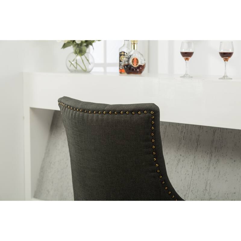2 Piece Button Quilted Solid Wood Dining Chairs with Nailhead, Backrest, Upholstered for Dining Room Kitchen Bedroom Living Room