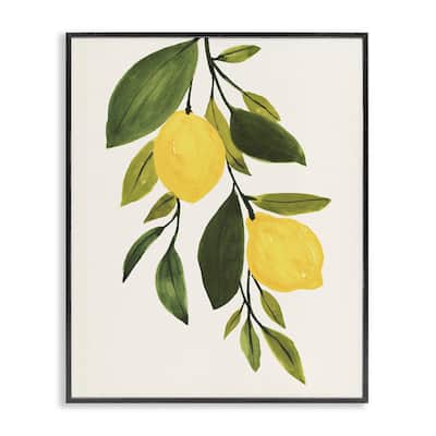 Stupell Simple Yellow Country Lemon Leaf Citrus Fruit Framed Wall Art - Green