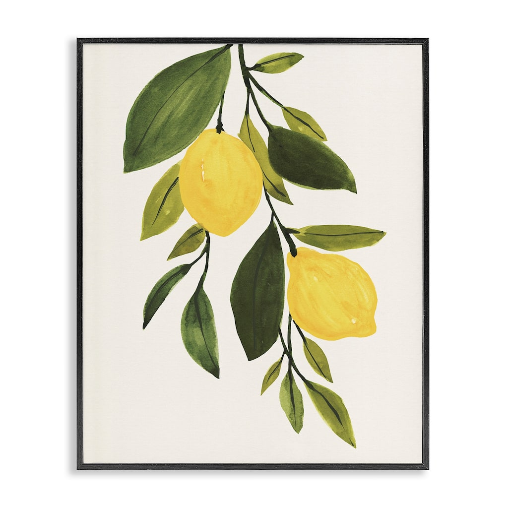 Stupell Simple Yellow Country Lemon Leaf Citrus Fruit Framed Wall Art - Green