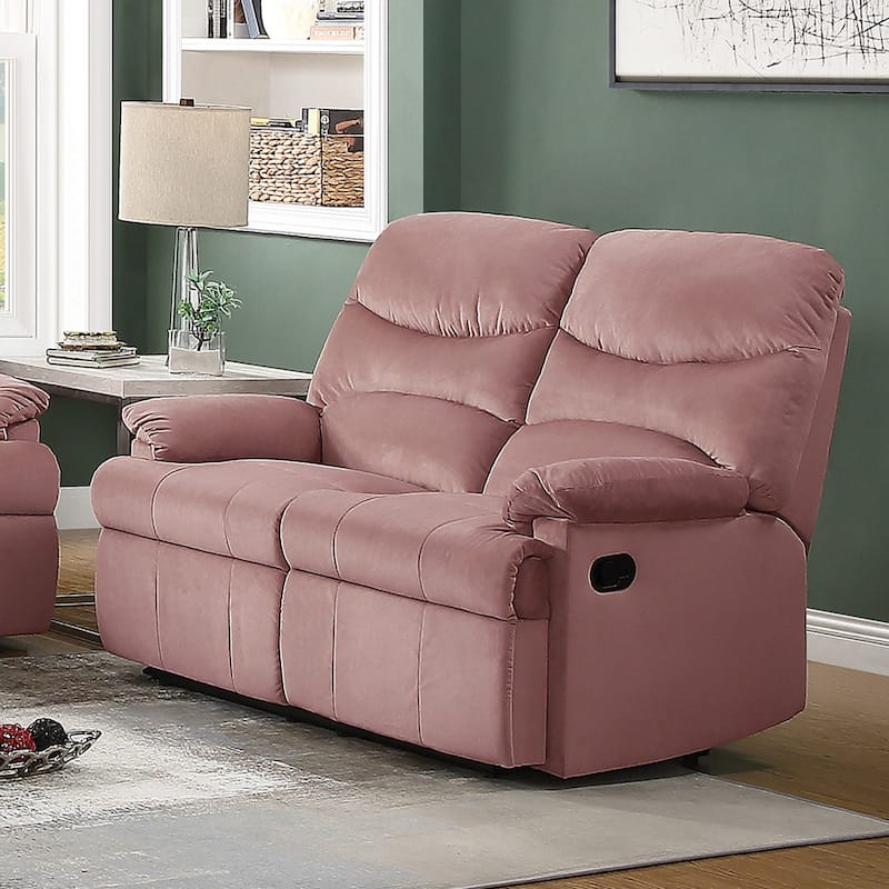 Velvet Upholstered Manual Motion Recliner Loveseat