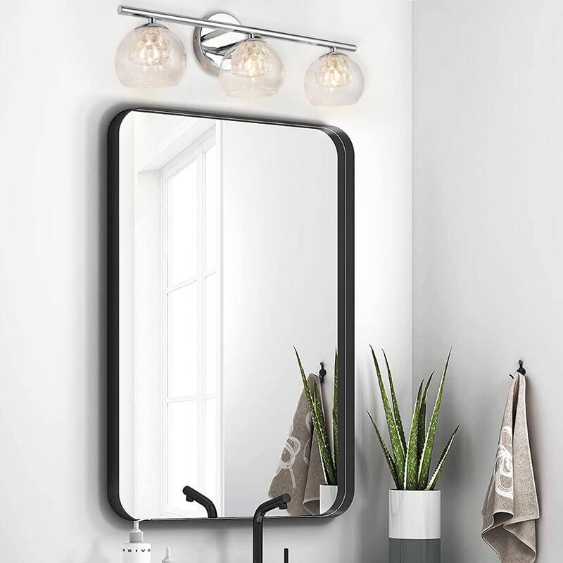 3-Light Modern Bath Wall Mounted Lights with Glass Shade