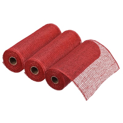 3pcs 10" Poly Burlap Mesh for Wreath, Mesh Fabric Ribbon 6.4 Yard