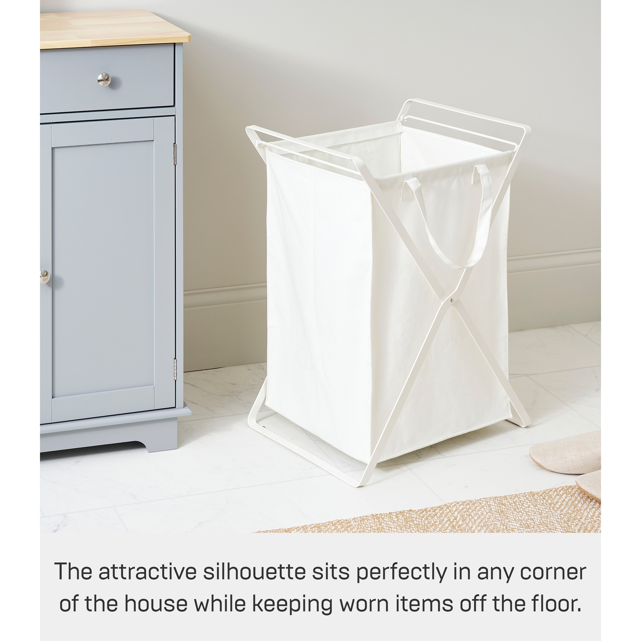 Yamazaki Home Laundry Hamper with Cotton Liner - Two Sizes, Steel