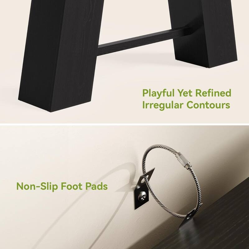 70.8-Inch Black MDF Entryway Table, Modern Sofa Table Behind Couch with Sturdy Legs