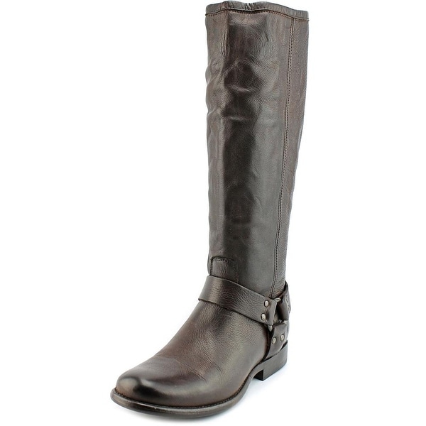 Frye Phillip Harness Tall Women Round Toe Leather Brown Knee High Boot