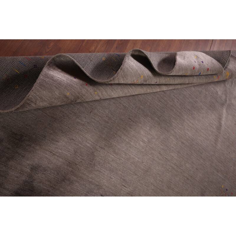 Gabbeh Oriental Area Rug Hand-Knotted Tribal Brown Wool Carpet - 7'8"x 9'9"