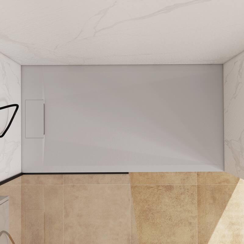 SMC Alcove Shower Pan Base with Reversible Drain, Low Profile, Wheelchair Access, Slip-Resistant, cUPC Certified