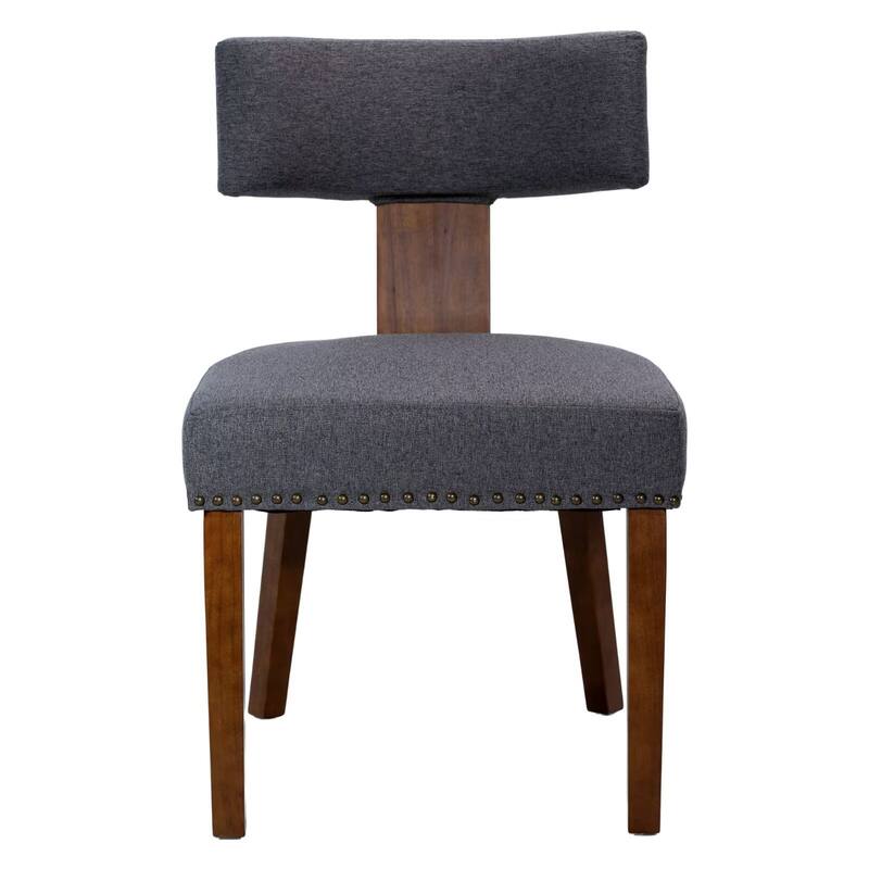 Upholstered Wooden Farmhouse Dining Chairs with Wood Legs (Set of 2)