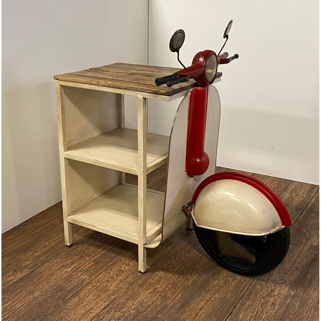 Rustic Red and Vanilla Scooter Cabinet - 26" W x 39.5" D x 40" H