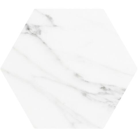 Apollo Tile 25 pack 8.1-in W x 9.25-in L Carrara Hexagonal Matte Porcelain Wall and Floor Tile (9.93 Sq ft/case)