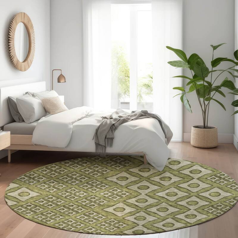 Premium Washable Super Soft Modern Cooper Mayfield Rug - Olive - 8' x 8'