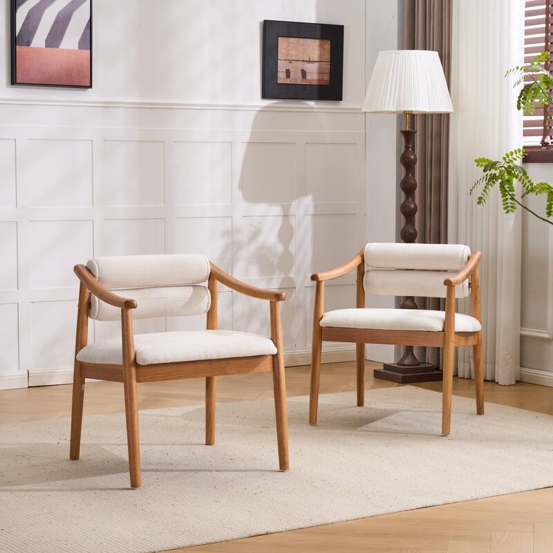 Christopher Knight Home - Modern Wood Upholstered Dining Chair - Set of 2 - Beige + Natural