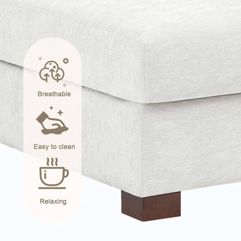 35" W Modern Chenille Armless Accent Chair Sectional Module with Pillows