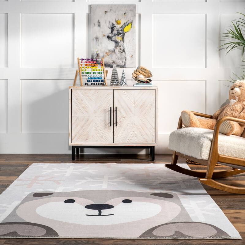 Nuloom Indigo SpinClean Otter Kids Machine Washable Area Rug